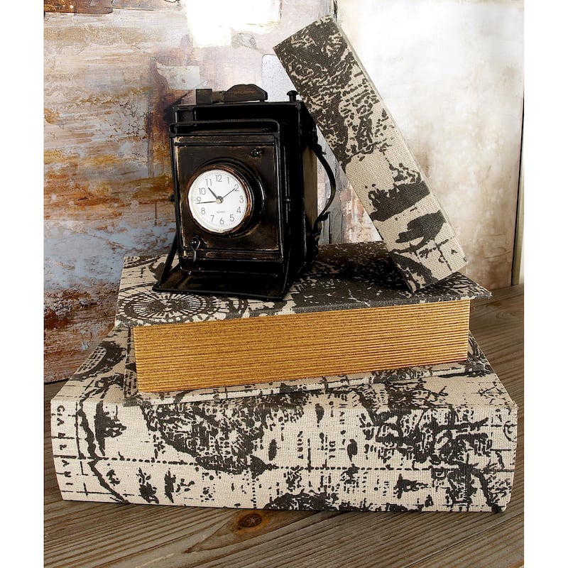 Faux Leather or Linen Fabric Book Storage Box - Set of 3 White, Beige, Black, Red or Light Gray - Roche River Decor