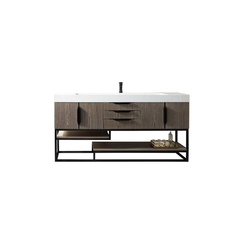 James Martin Vanities 983-V72S-R-MB-GW Columbia 72" Free Standing - Ash Gray