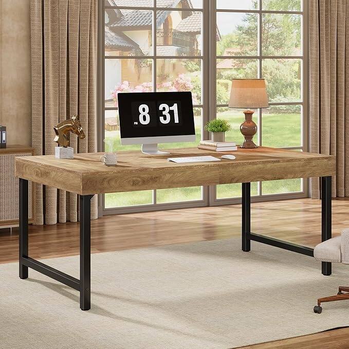 55" Industrial Executive Home Office Desk, Rustic Simple Computer Laptop Desk