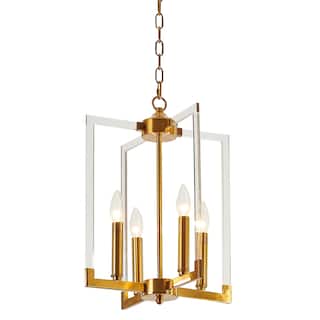 4-Light Bronze Metal Frame Chandelier With Acrylic Arms