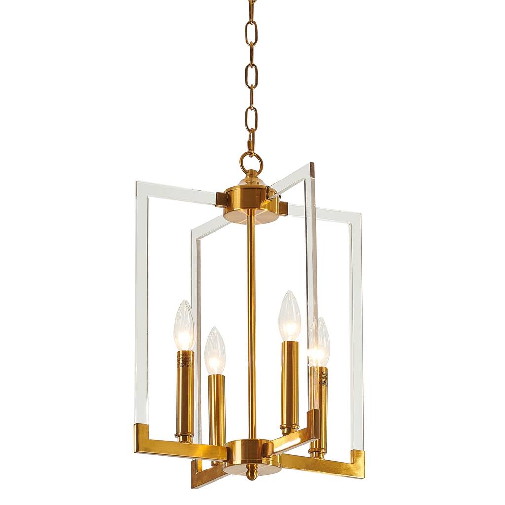 4-Light Bronze Metal Frame Chandelier With Acrylic Arms