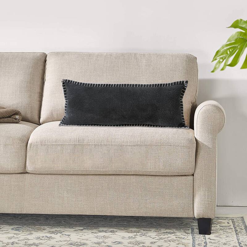 Sevita Guapo Casual Solid Stitched Edge Cotton Throw Pillow