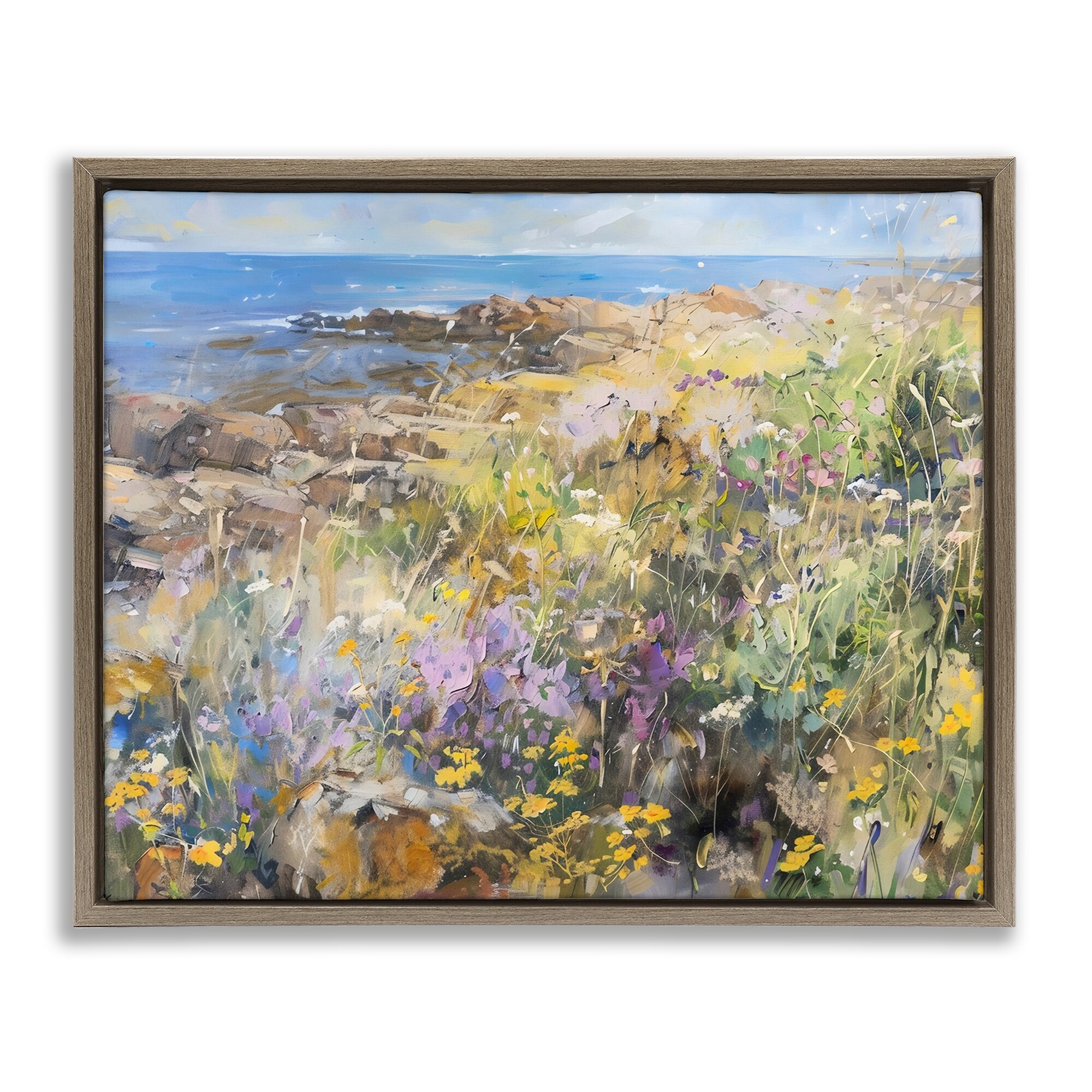 Stupell Sea of Wildflowers Coast Framed Floater Canvas Wall Art Design By LSR Creative Studio