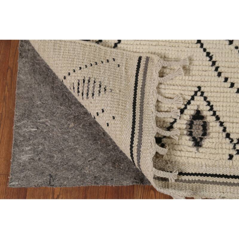 Geometric Moroccan Rug Hand-Knotted Bedroom Wool Carpet - 6'0"x 9'9"