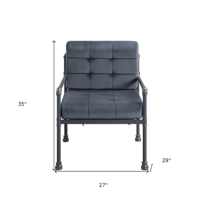 27" Velvet Arm Chair with Steel Blue Legs for Living Room or Office - 27” x 29” x 35”