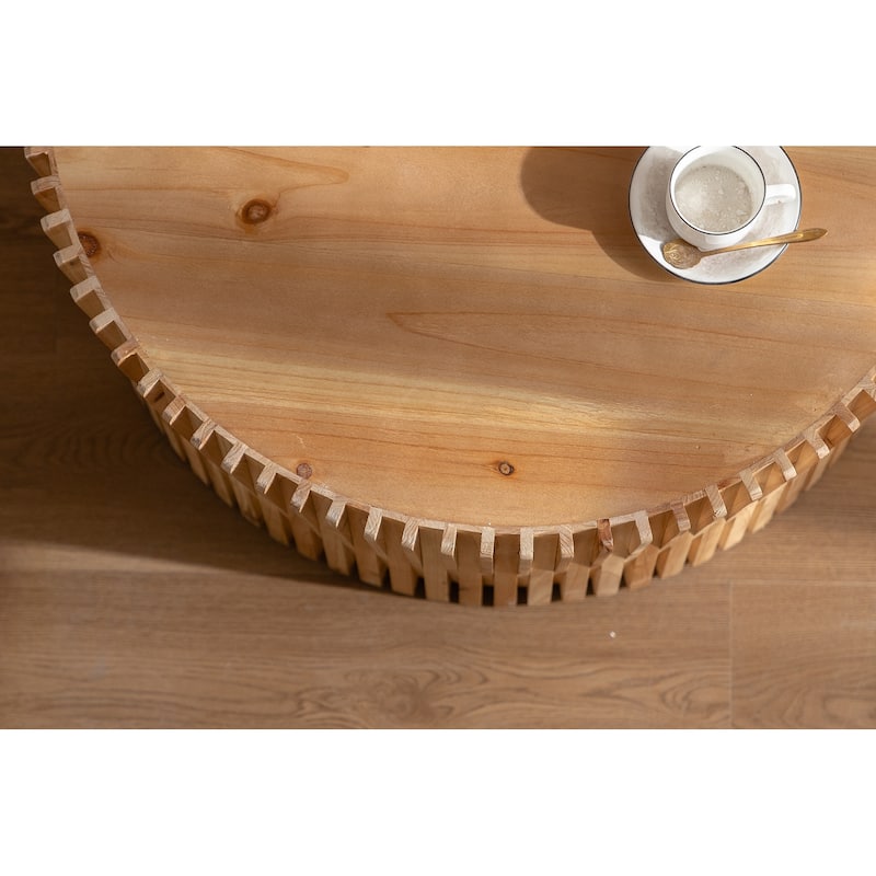 31.5" Retro Fashion Style Coffee Table with Vertical Texture Relief Design,Suitable for Living Room,Office,and Dining Room