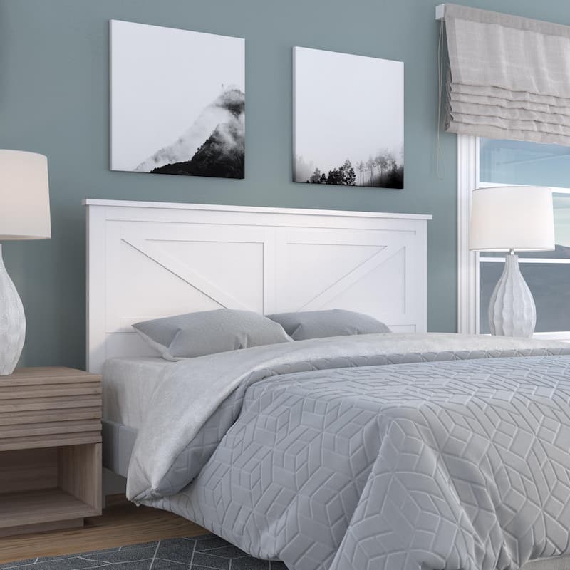 Farmhouse Solid Wood Headboard - White - Queen