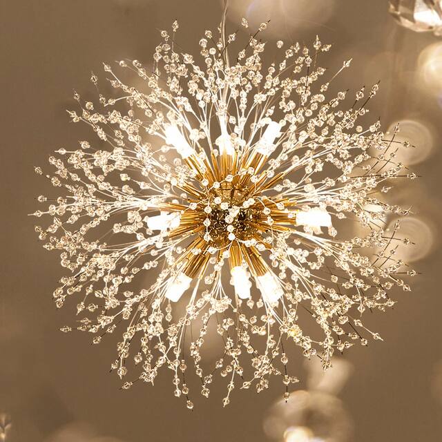 8-Light Dandelion Crystal Chandelier Firework Pendant Ceiling Light - 15.7" Dia