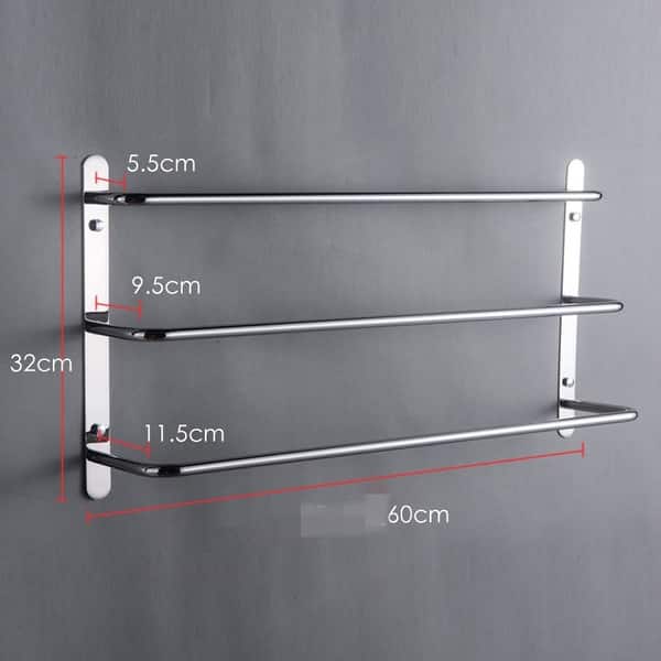 Hand Polishing Finished 3 Tiers Towel Rack Wall Mounted Multilayer - 60cm