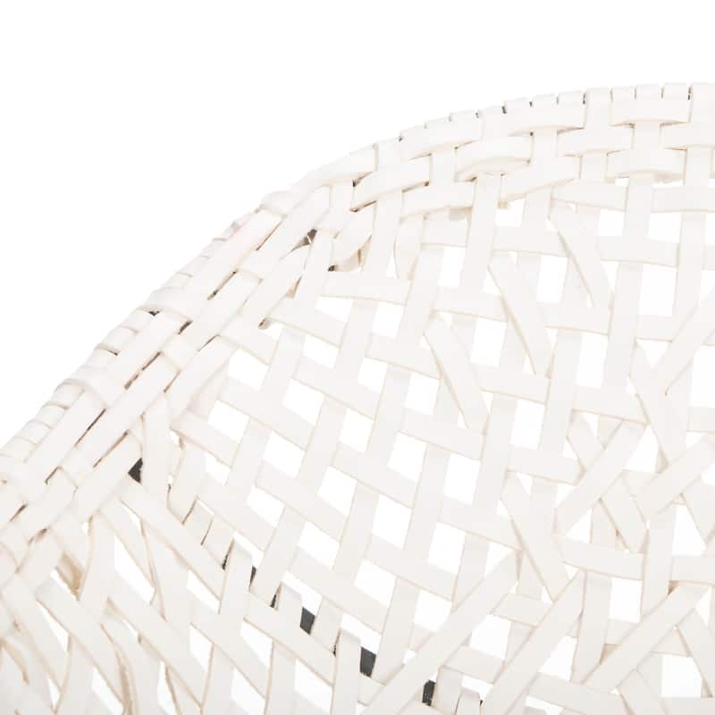 SAFAVIEH Verena Woven White Leather/Metal Dining Chair - 23.6" x 21.7" x 34" - 24Wx22Dx34H