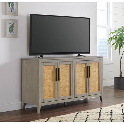 Banks Rattan 4-Door 60" TV Stand Console in Driftwood