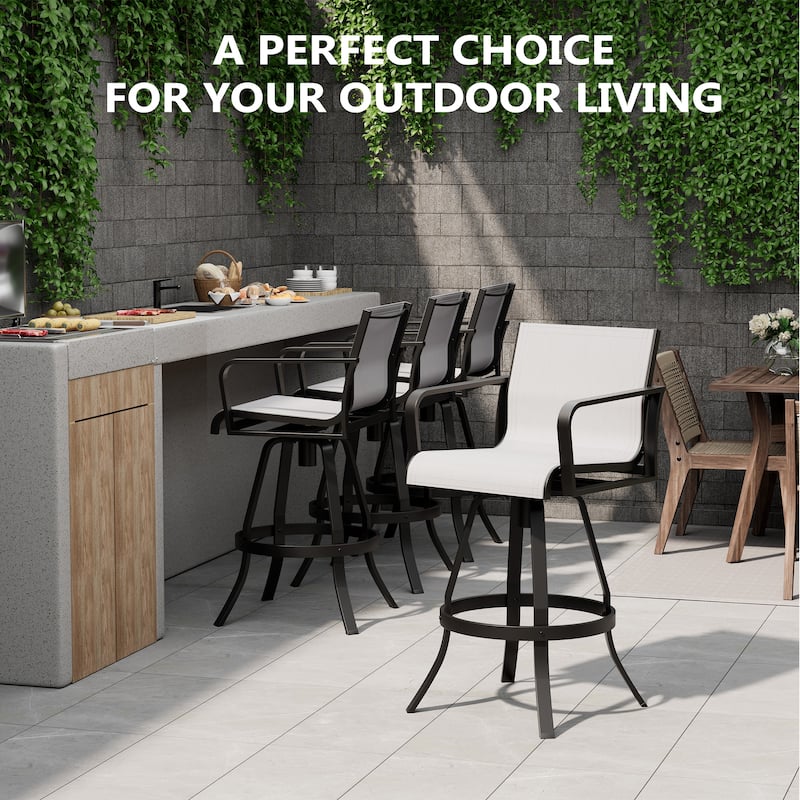 Pellebant Outdoor Aluminum Swivel Barstool Patio Bar Stools with Sunbrella Fabric - 18.31"Lx18.31"Wx43.31"H