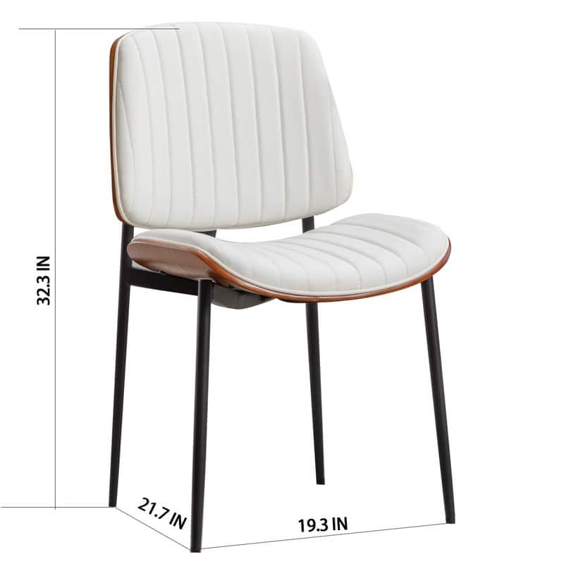 Mid-Century Modern PU Leather Dining Chairs with Metal Legs-Set of 2（2 Colors）