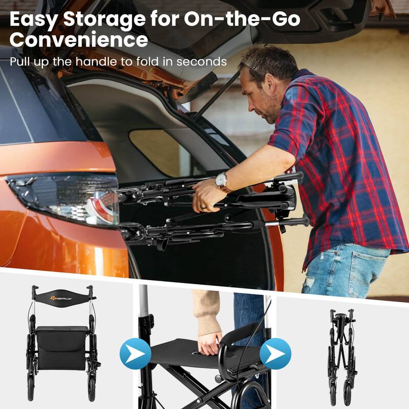 Goplus 2-in-1 Rollator Walker for Seniors with Seat 9" Pneumatic Tires - See Details