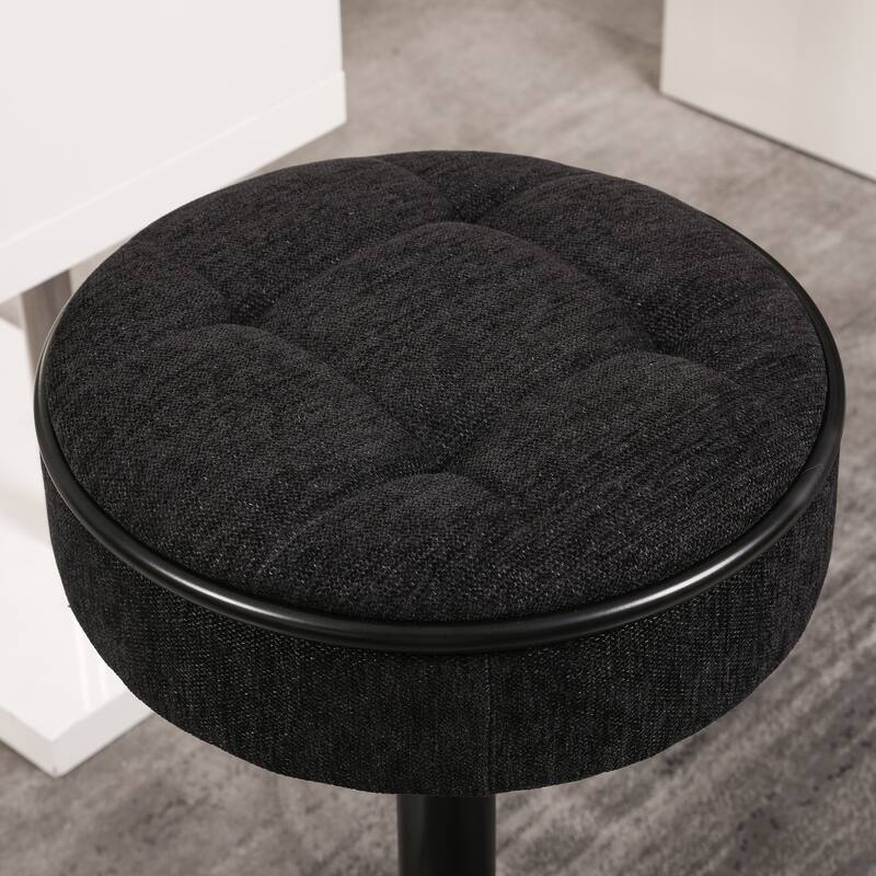 Modern PU Height Adjustable Swivel Bar Stool with Storage, Set of 2