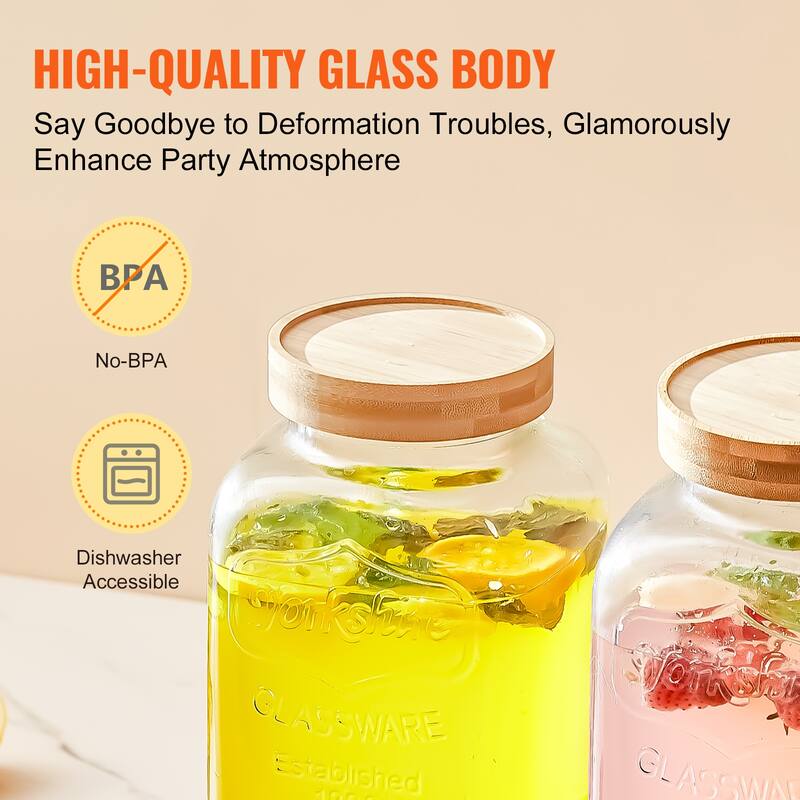 Beverage Dispenser with Spigot and Lid, Iced Tea Lemonade Juice Water Dispenser