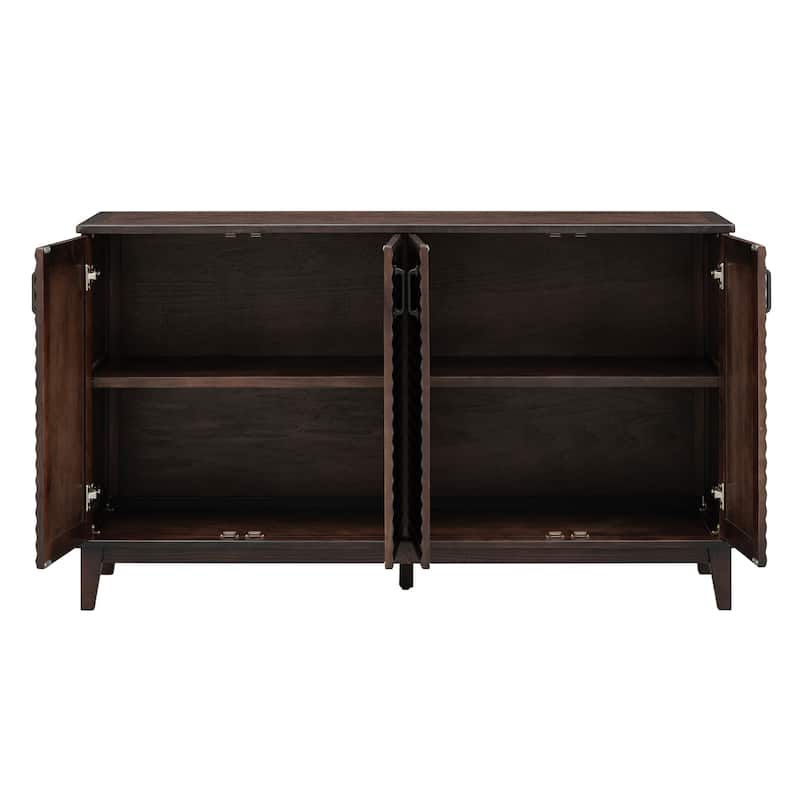 Sideboard with 4 Door Large Storage Buffet with Adjustable Shelves and Metal Handles for Kitchen