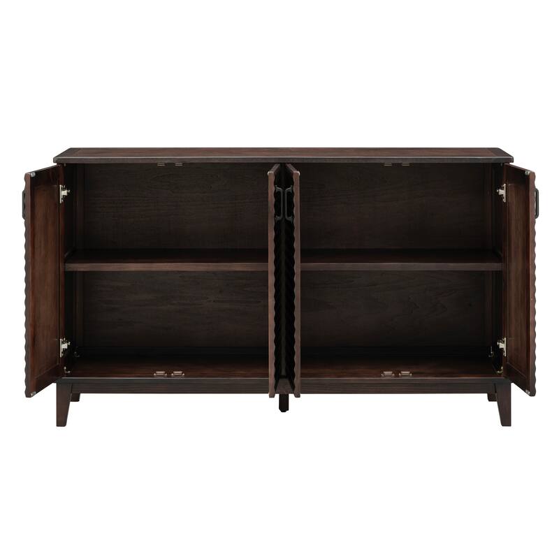 Sideboard with 4 Door Large Storage Buffet with Adjustable Shelves and Metal Handles