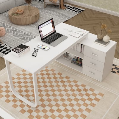 55-inch Timechee L-shaped Storage Computer Desk