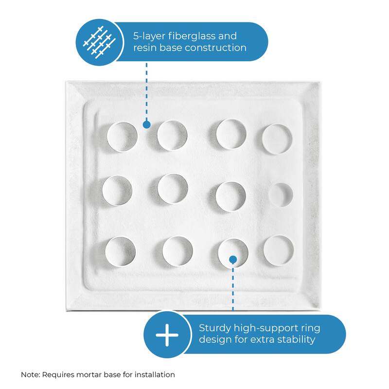 Adena White Shower Base 60x36 in white