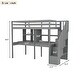 preview thumbnail 6 of 17, Gray Twin Size Solid Wood Loft Bed with Storage Staircase and Desks