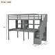 preview thumbnail 25 of 35, Twin Size Solid Wood Loft Bed with Storage Staircase and Double Desks and Shelves