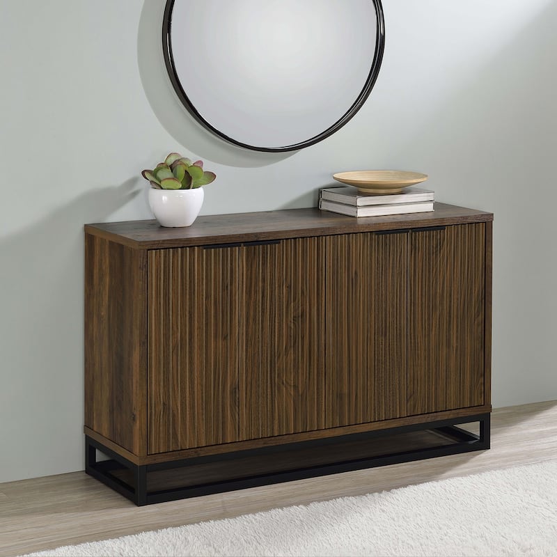 4 Doors Wooden Accent Cabinet in Dark Pine