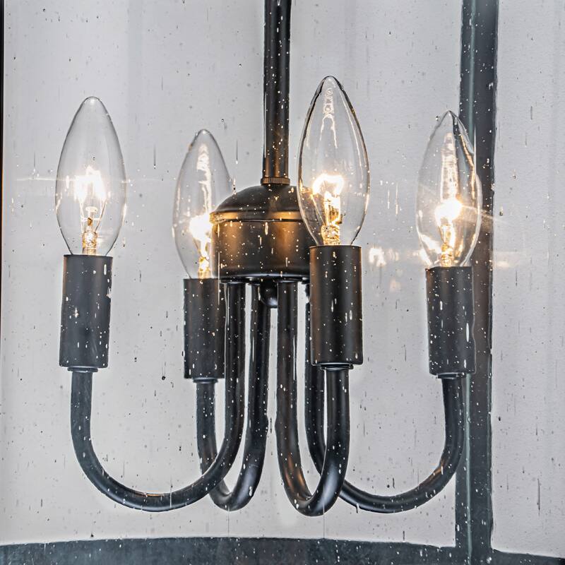 4 - Light Farmhouse Lantern Glass Drum Chandelier for Entryway