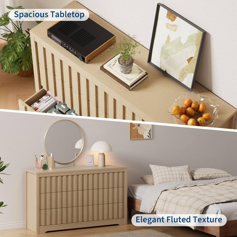 5/6/8 Drawer Fluted Dresser for Bedroom, Modern Chest of Drawers with Handlels