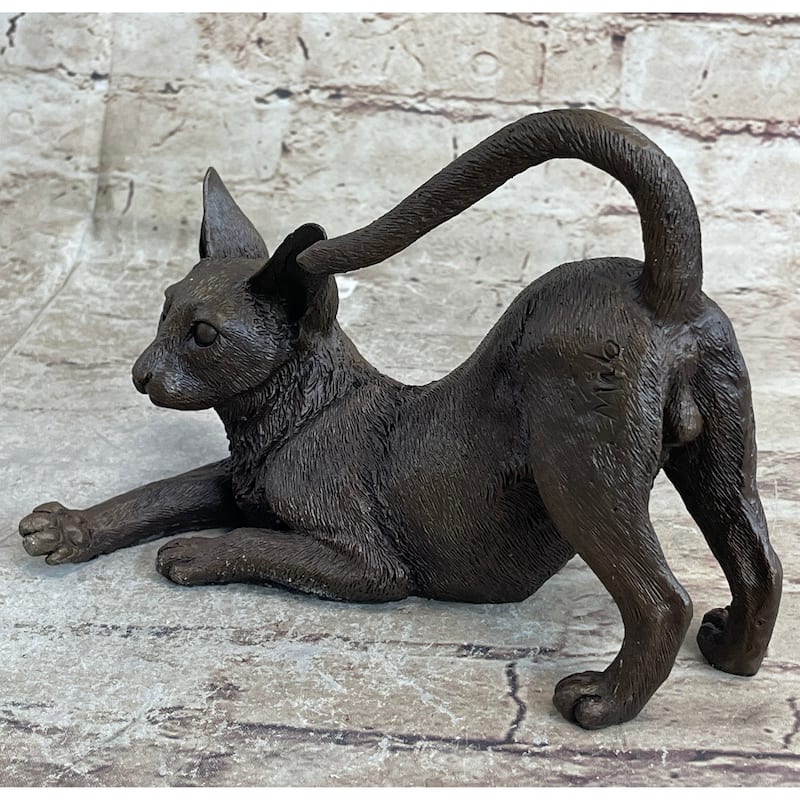 Signed Original Siamese Imitative Cat Bronze Sculpture Figurine Figure Home Decor Hot Cast