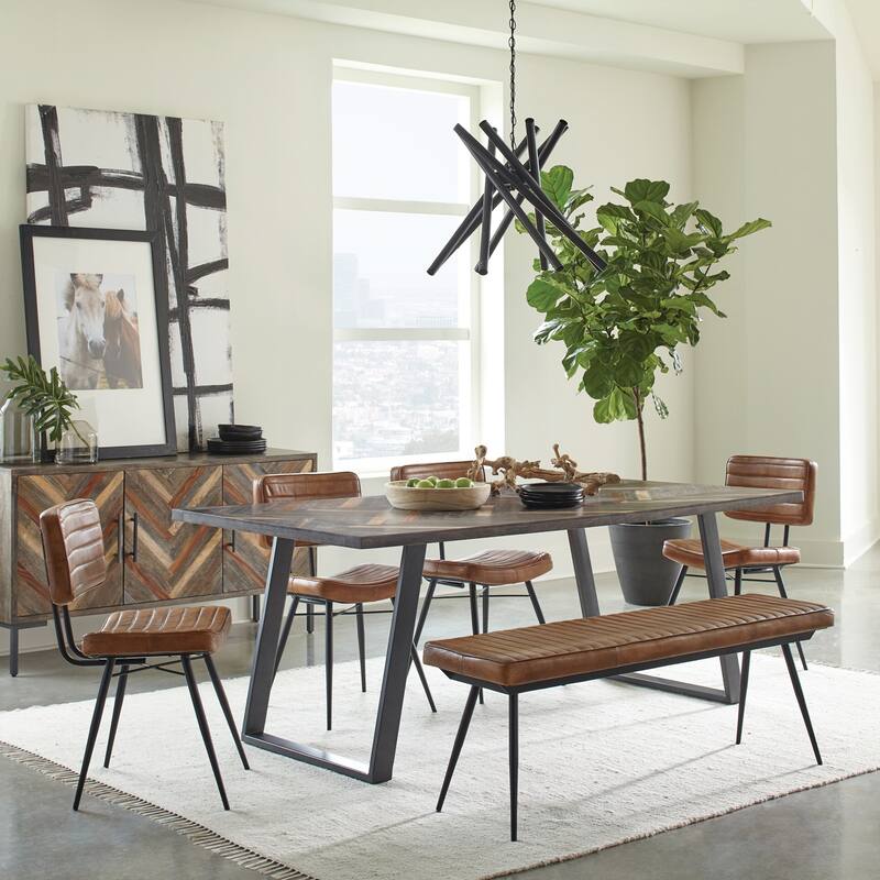 PU Dining Bench with Metal Legs