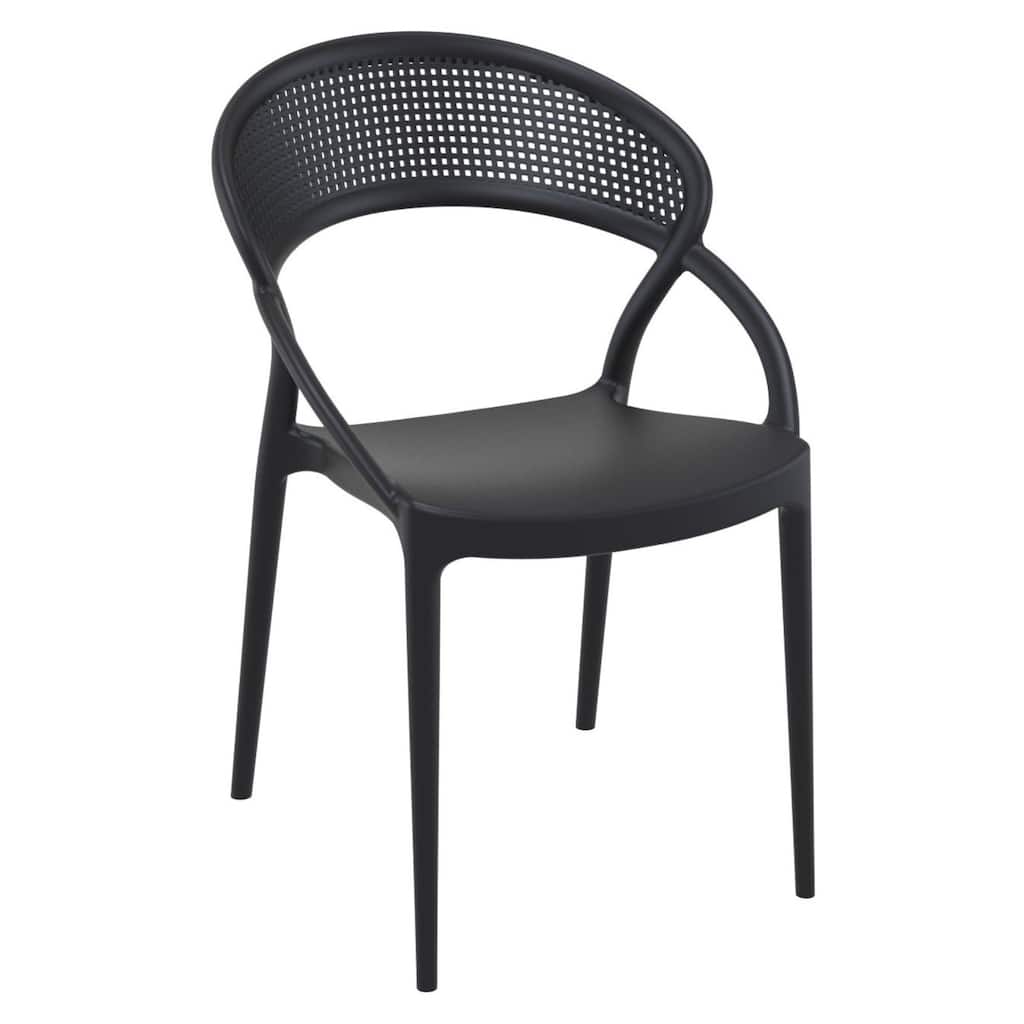 32.25" Black Mesh Outdoor Patio Round Dining Chair