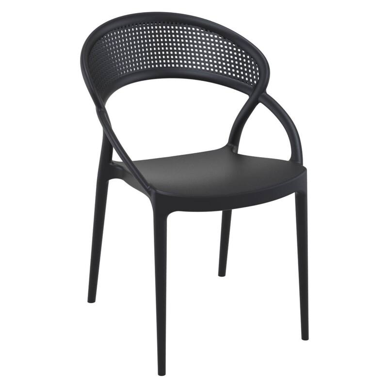 32.25" Black Mesh Outdoor Patio Round Dining Chair