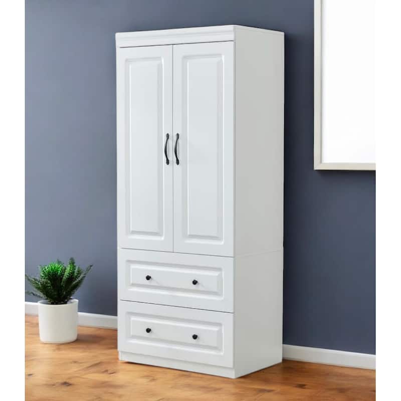 HomeRoots 74" White Two Door Two Drawer Combo Dresser - White - 2-drawer