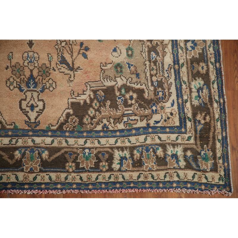 Hand Knotted Oriental 100% Wool Carpet Traditional Floral Peach Hamedan Area Rug - 10' 2'' X 6' 7''