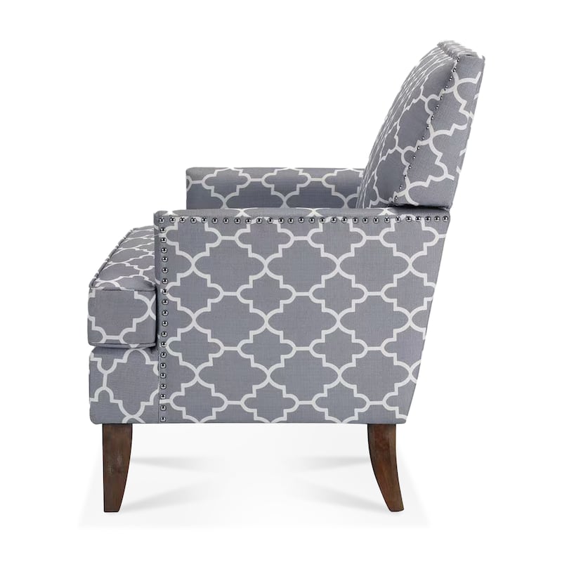 Modern 28.54" Upholstered Accent Chair with Solid Wood Frame and Nailheads for Living Room