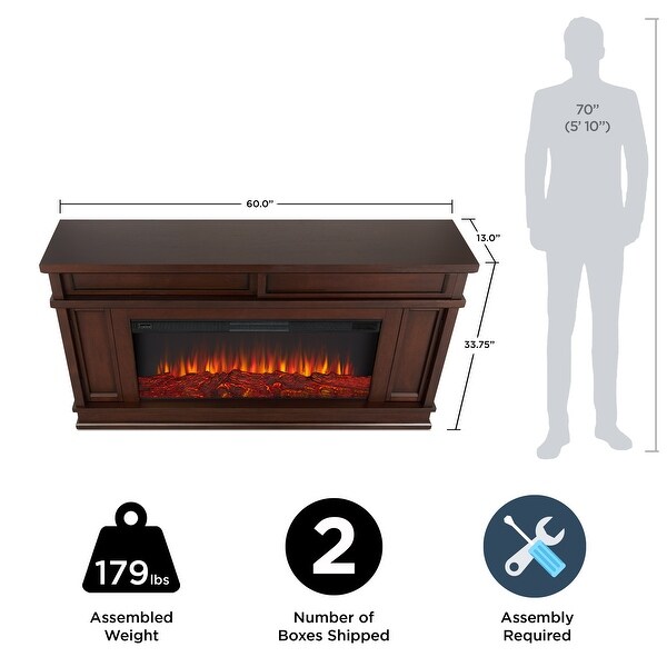 Torrey Landscape Electric Fireplace TV Stand in Dark Walnut by
