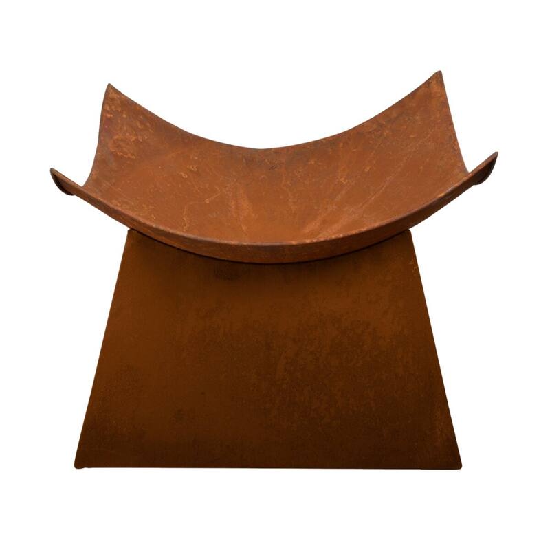 19.25" Brown Solid Rustic Finish Square Patio Garden Fire Bowl St