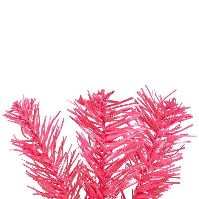 Artificial Tinsel Christmas Tree - 7' - Pink - Unlit - 7 Foot