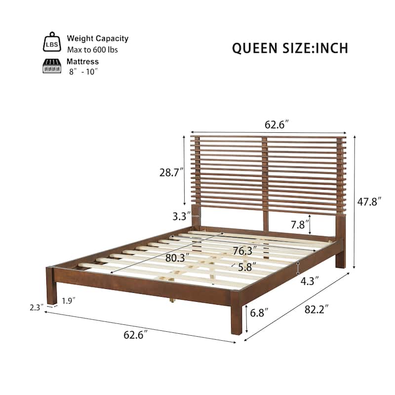 Christopher Knight Home - Stirling Contemporary Bedroom Set with Horizontal Slats Design Bed Frame & Shelf Storage Nightstands