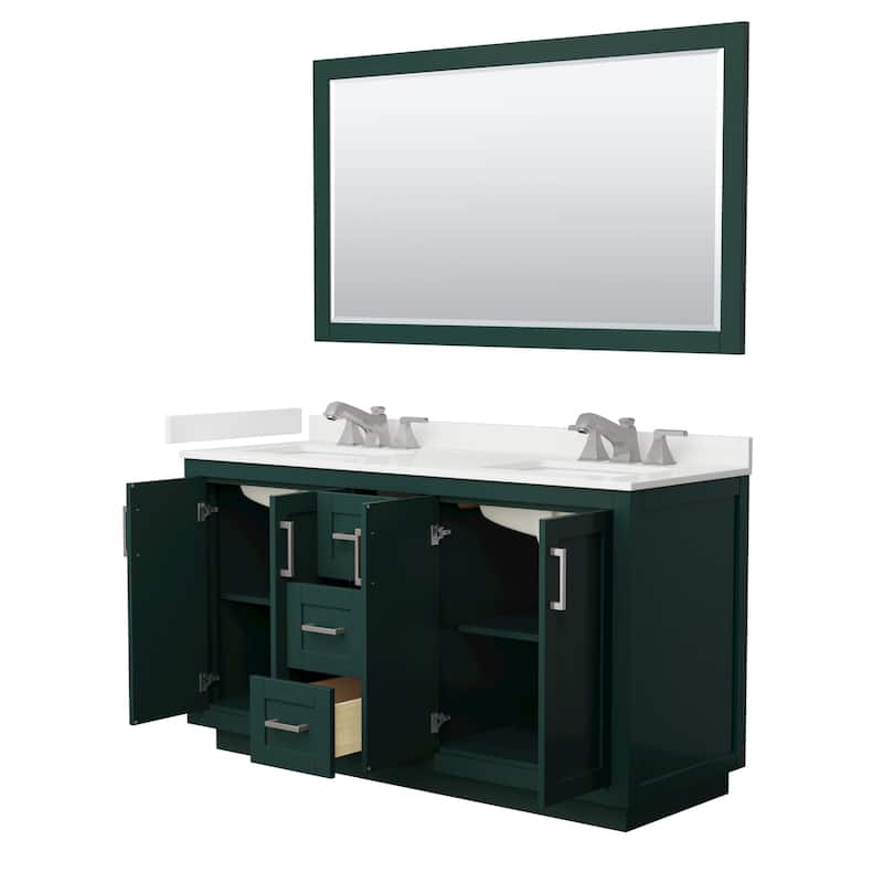 Miranda 60-inch Double Vanity, Quartz Top, 58-inch Mirror