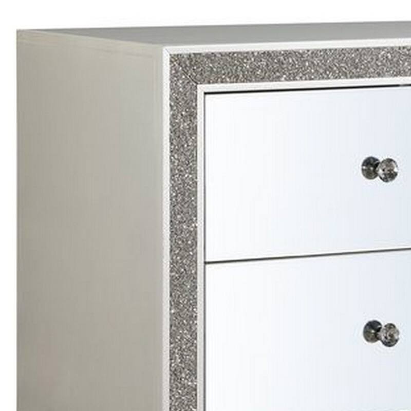 Silver 2 Drawer 26 in. W Nightstand with Sturdy Hardware and Ample Storage
