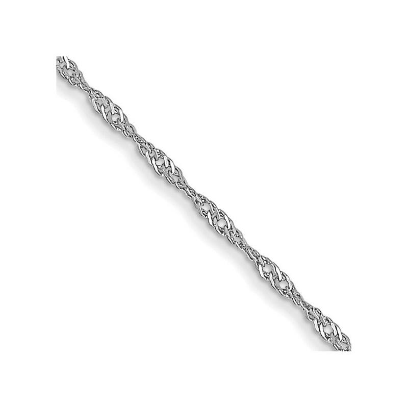 Curata 14k White Gold Carded 1.0mm Singapore Chain Necklace (Spring-ring) Options: 16 18 20 24