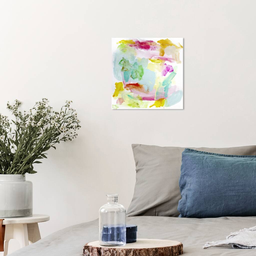 Wynwood Studio Canvas Abstract Splash at the Fields Yellow and Light Blue Modern & Contemporary Wall Art Canvas Print