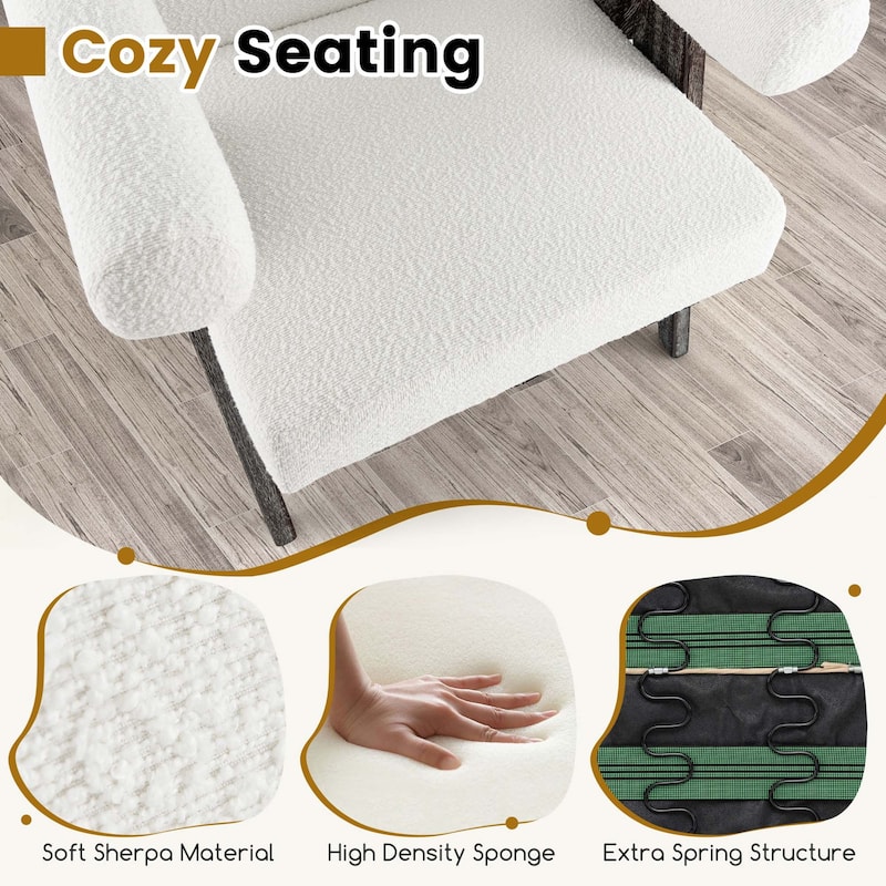 Set of 1/2 Modern Mid Century Accent Chair Upholstered Armchair