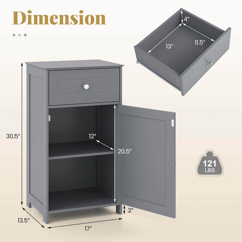 Floor Bathroom Storage Cabinet Freestanding Cabinet w/ Drawer