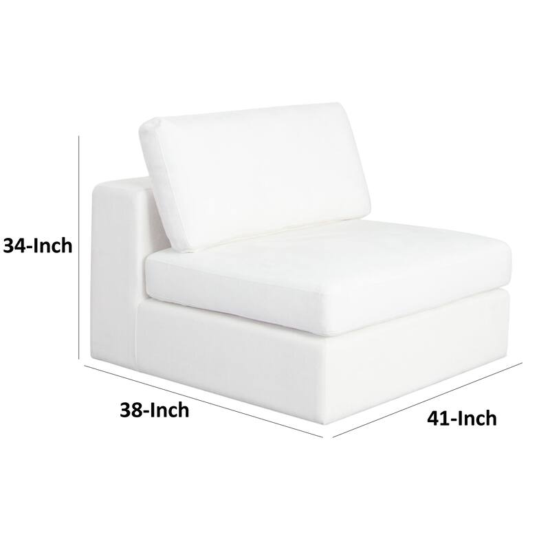 Lipi Modular Armless Chair, Plush Mist White, 41 Inch Solid Wood Frame