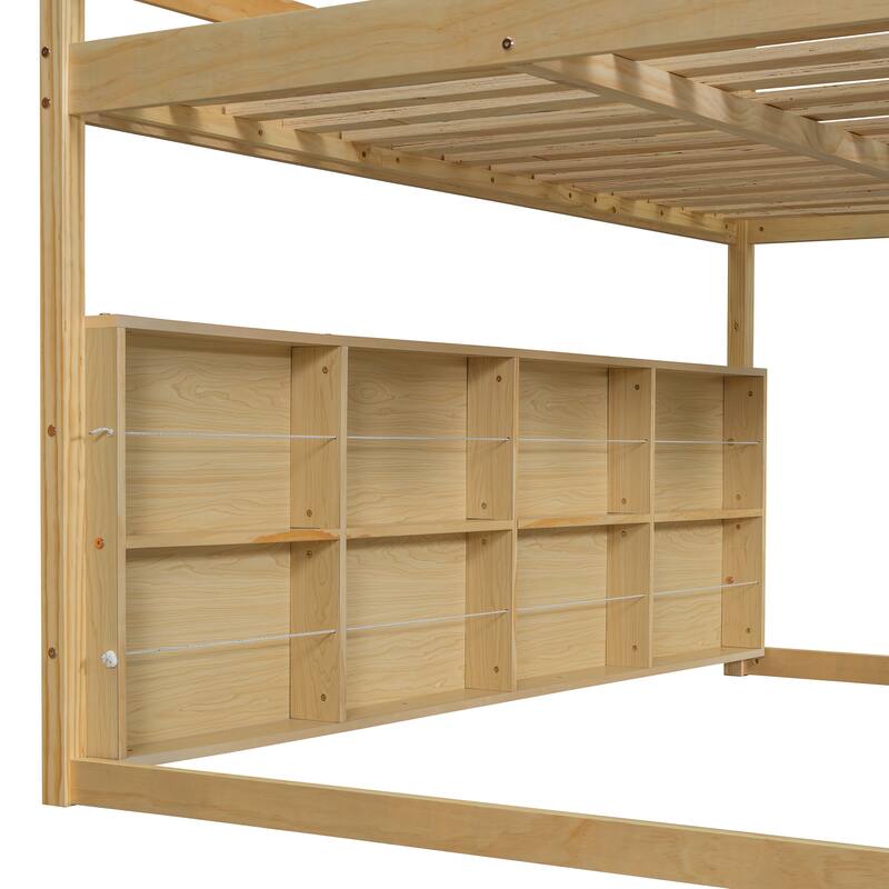 House-Shaped Wooden Loft Bed with Tent, Slide, and Storage - Twin/Full Size