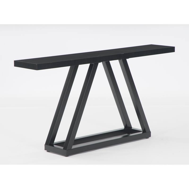 63" Black Console Table with Heavy Duty Metal Base - Black