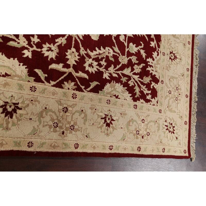 Vegetable Dye Floral Agra Oriental Area Rug Hand-knotted Wool Carpet - 7'1" x 7'1" Square